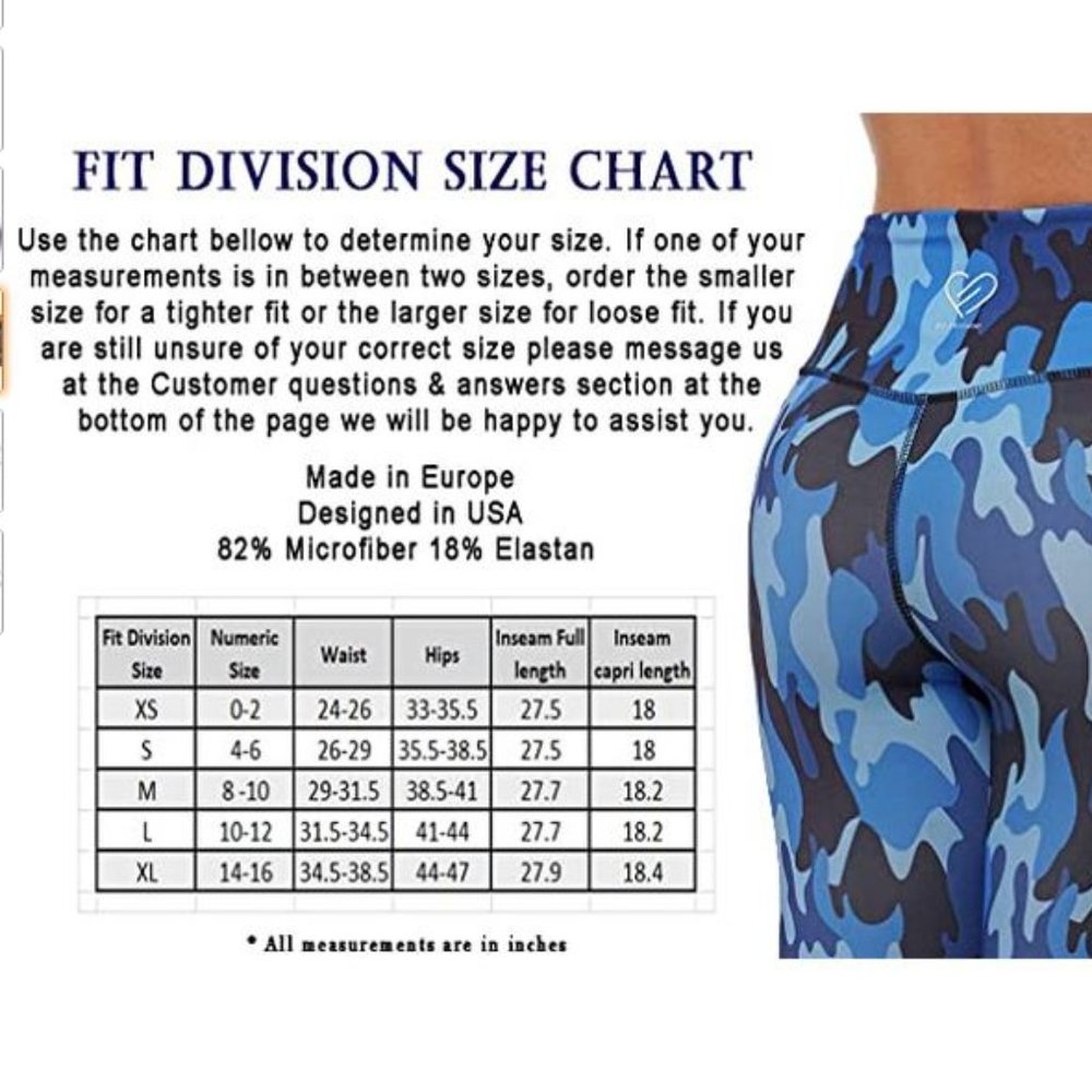 Camouflage Yoga leggings capri V shaped back - Picture 4 of 6